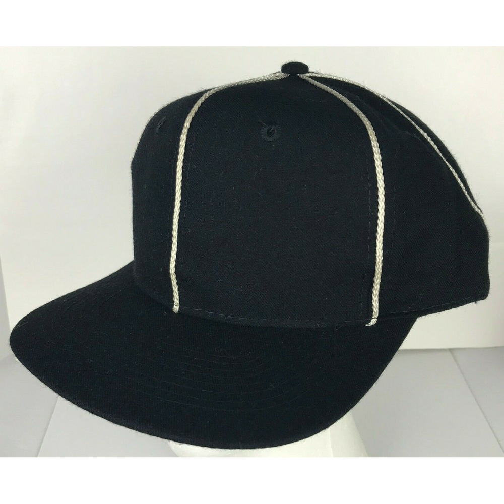 Football Referee Hat ~ Black with White Piping Ref Costume New Adjustable